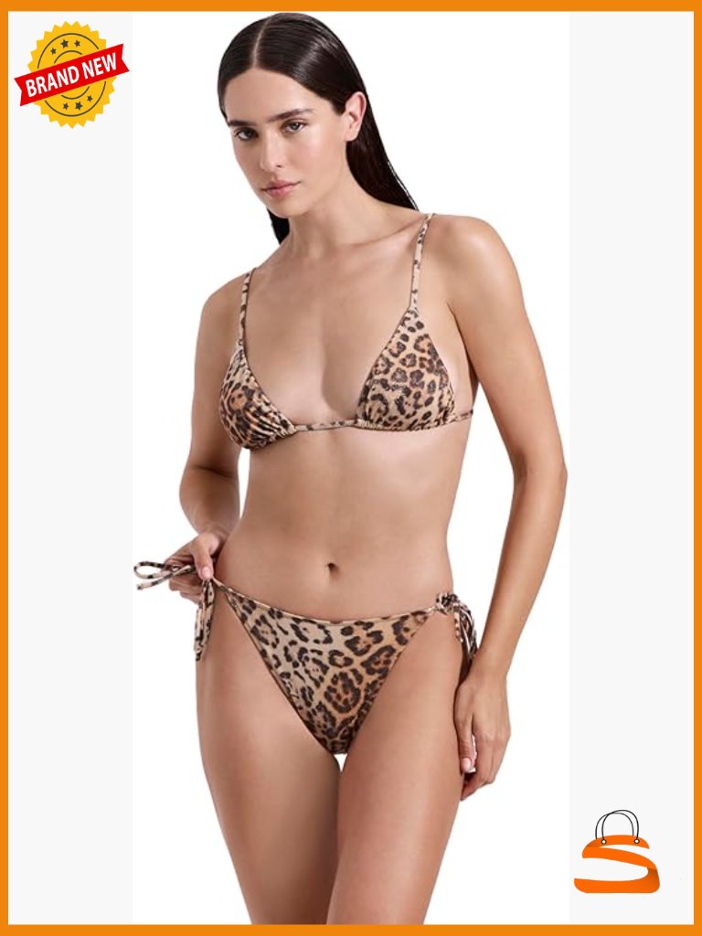 Adjustable Triangle Bikini Top, Shimmer Animal Print, Size 10, Hand Wash